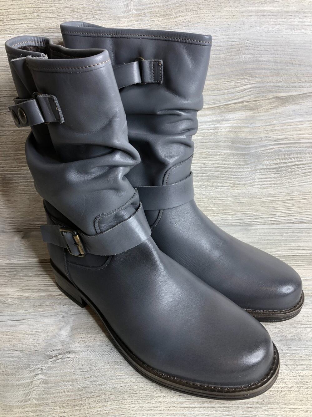 Eric Michael Laguna Grey Women's Mid Calf Pull On Boots Size 40 / 9